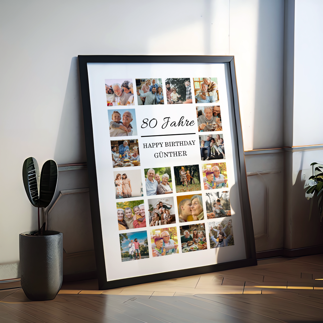 Fotocollage 80. Geburtstag personalisiert