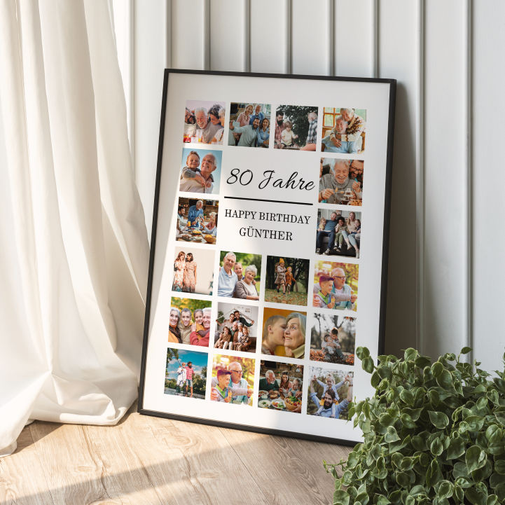 Fotocollage 80. Geburtstag personalisiert