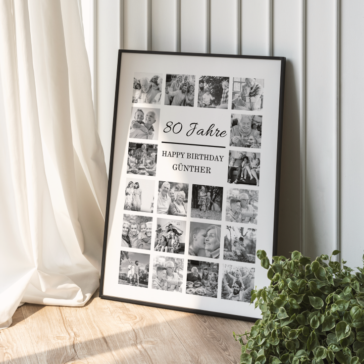 Fotocollage 80. Geburtstag personalisiert