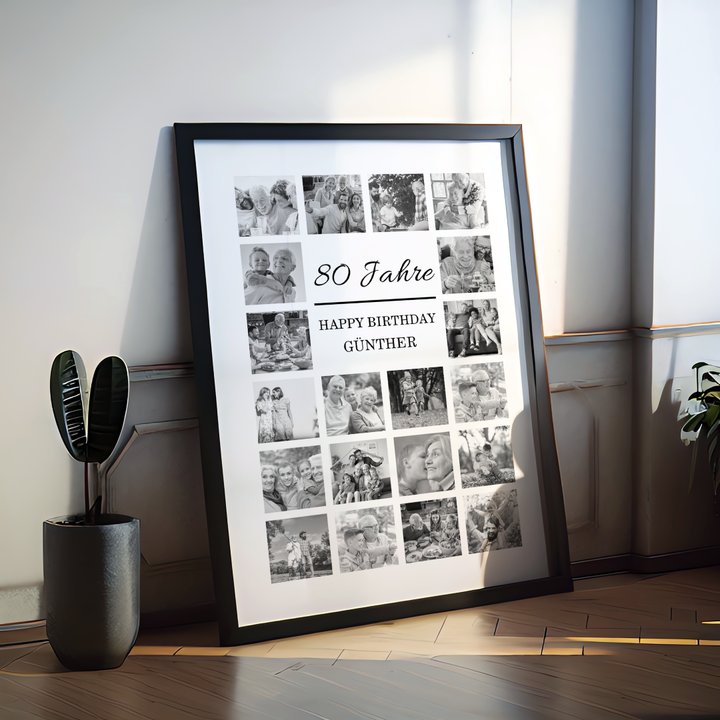Fotocollage 80. Geburtstag personalisiert