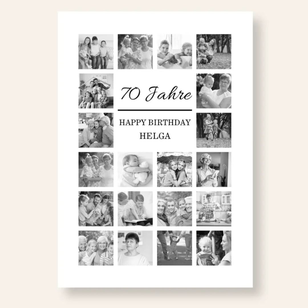 Fotocollage 70. Geburtstag personalisiert