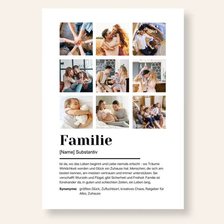 Poster Fotocollage Definition FAMILIE personalisiert