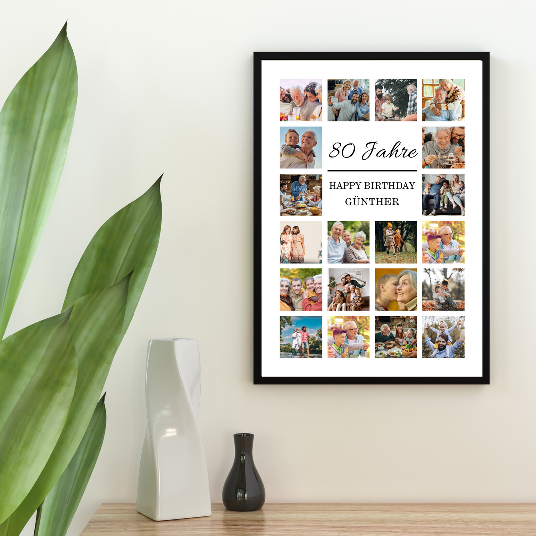 Fotocollage 80. Geburtstag personalisiert