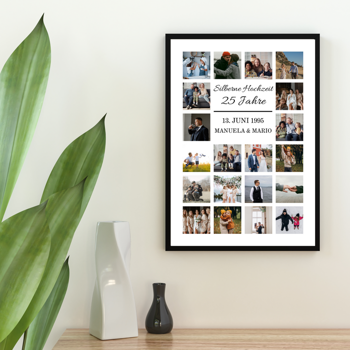 Fotocollage 25. Hochzeitstag - silberne Hochzeit personalisiert