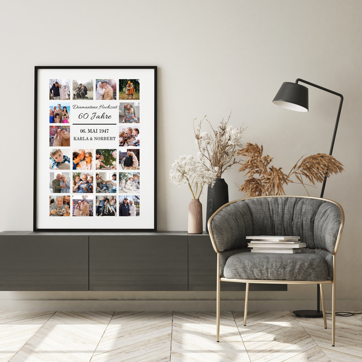 Fotocollage 60. Hochzeitstag - diamantene Hochzeit personalisiert