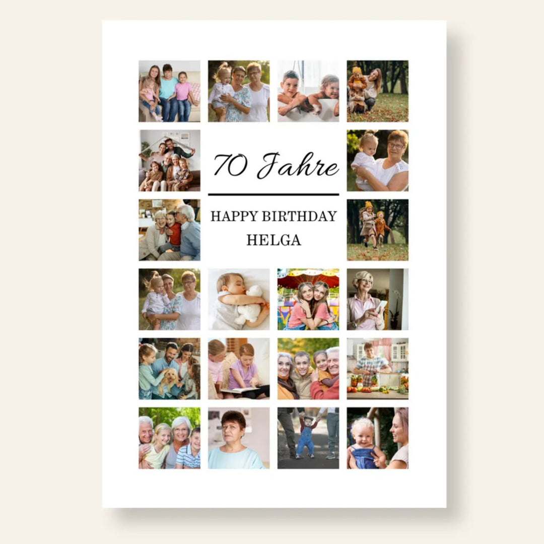 Fotocollage 70. Geburtstag personalisiert