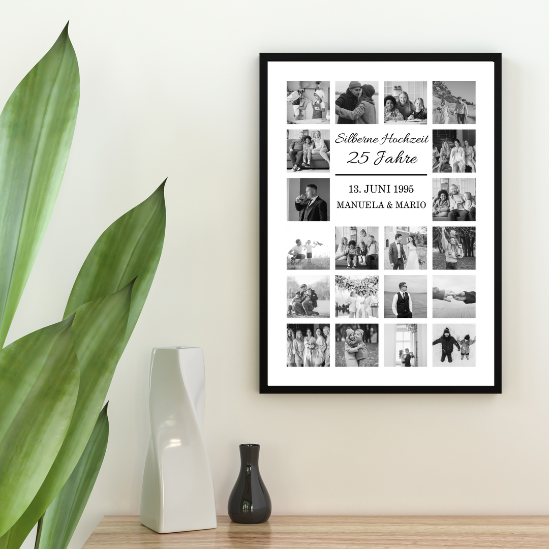 Fotocollage 25. Hochzeitstag - silberne Hochzeit personalisiert