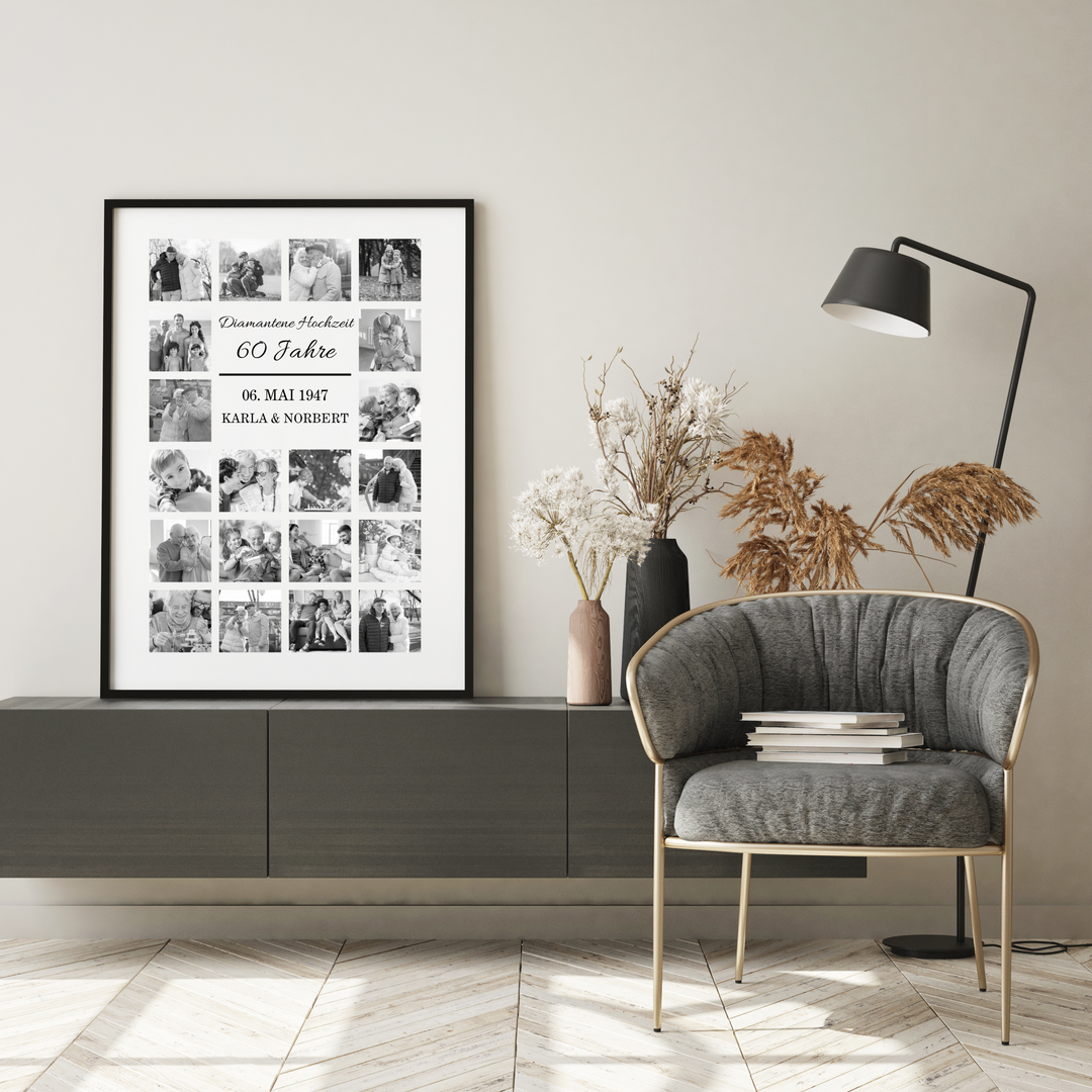 Fotocollage 60. Hochzeitstag - diamantene Hochzeit personalisiert