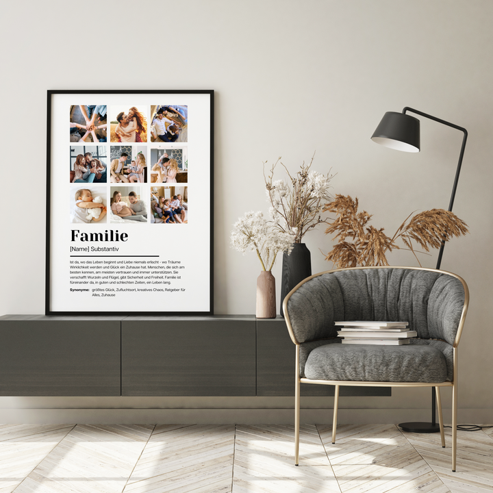Poster Fotocollage Definition FAMILIE personalisiert