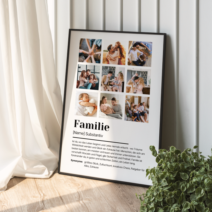 Poster Fotocollage Definition FAMILIE personalisiert