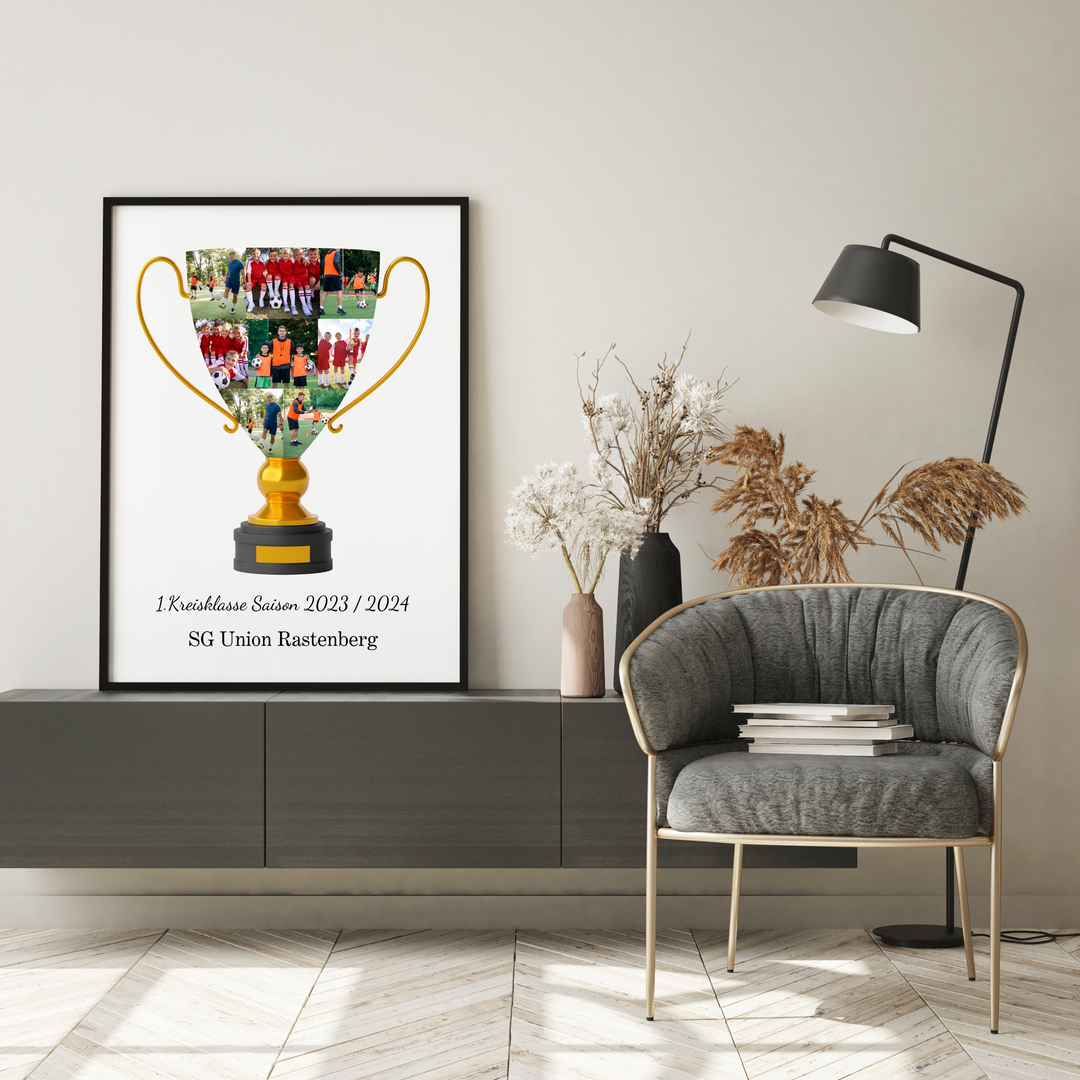 Personalisierte Fotocollage in Form eines Pokals | Kleibt