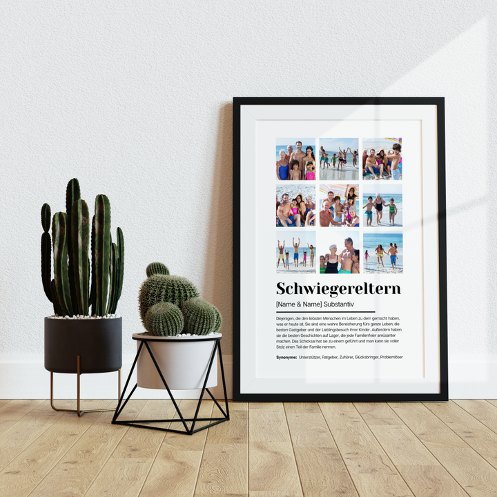 Poster Fotocollage Definition SCHWIEGERELTERN personalisiert