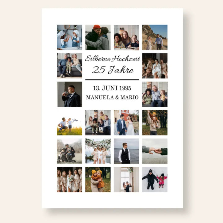 Fotocollage 25. Hochzeitstag - silberne Hochzeit personalisiert