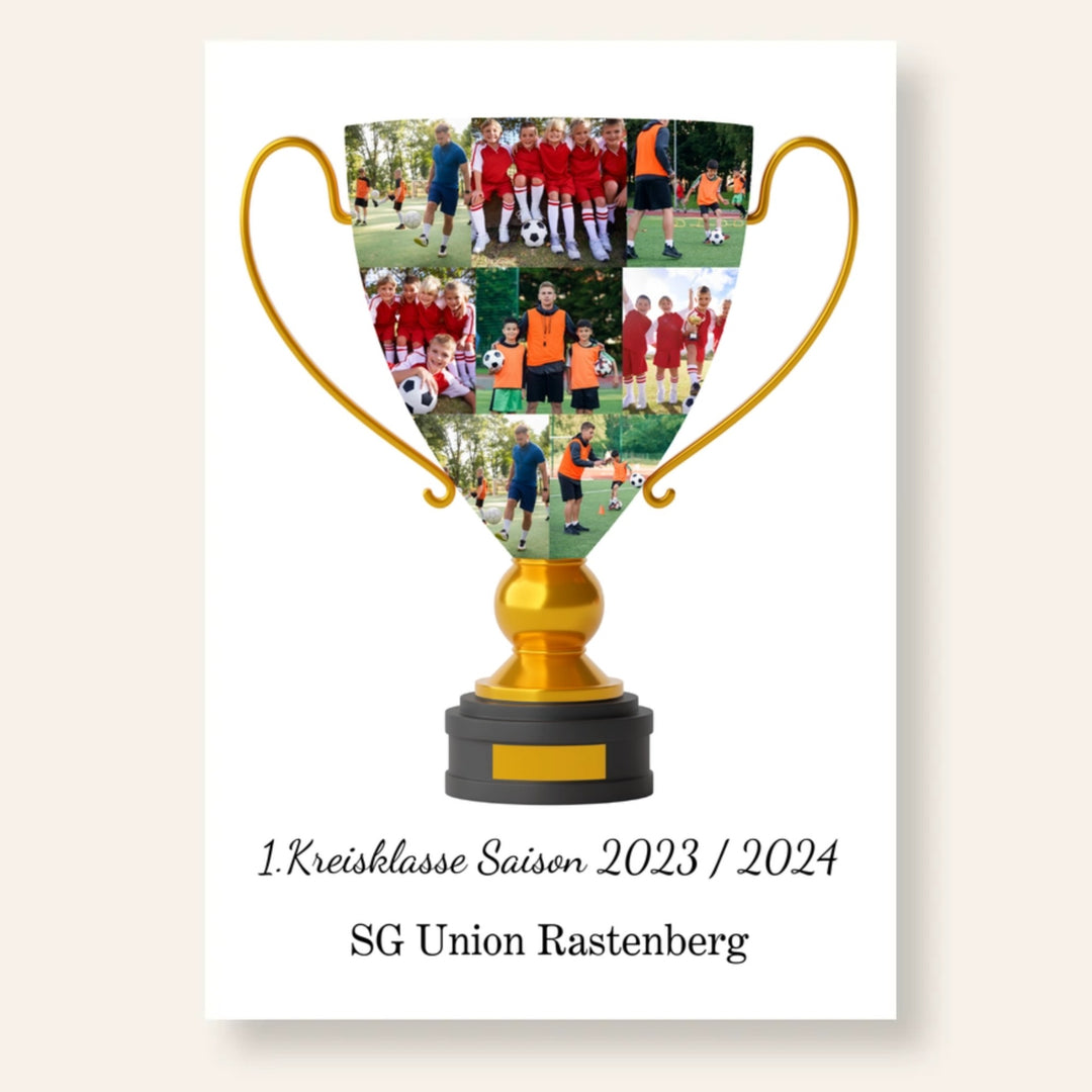 Personalisierte Fotocollage in Form eines Pokals | Kleibt