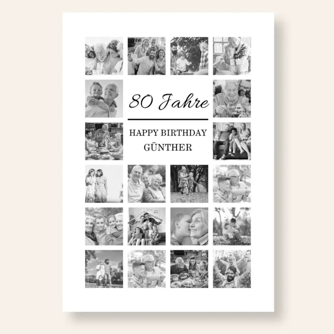 Fotocollage 80. Geburtstag personalisiert