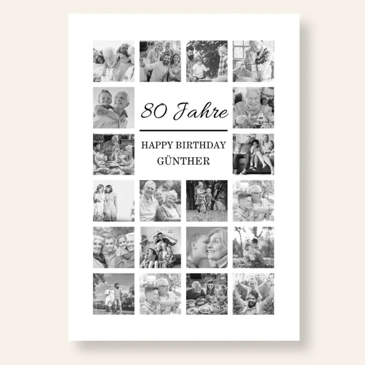 Fotocollage 80. Geburtstag personalisiert