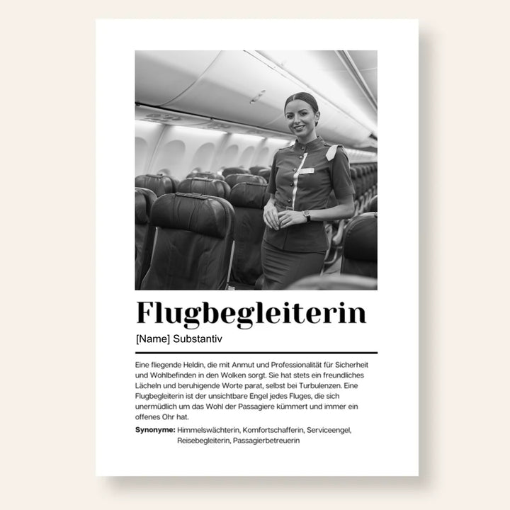 Fotoposter Definition FLUGBEGLEITERIN personalisiert