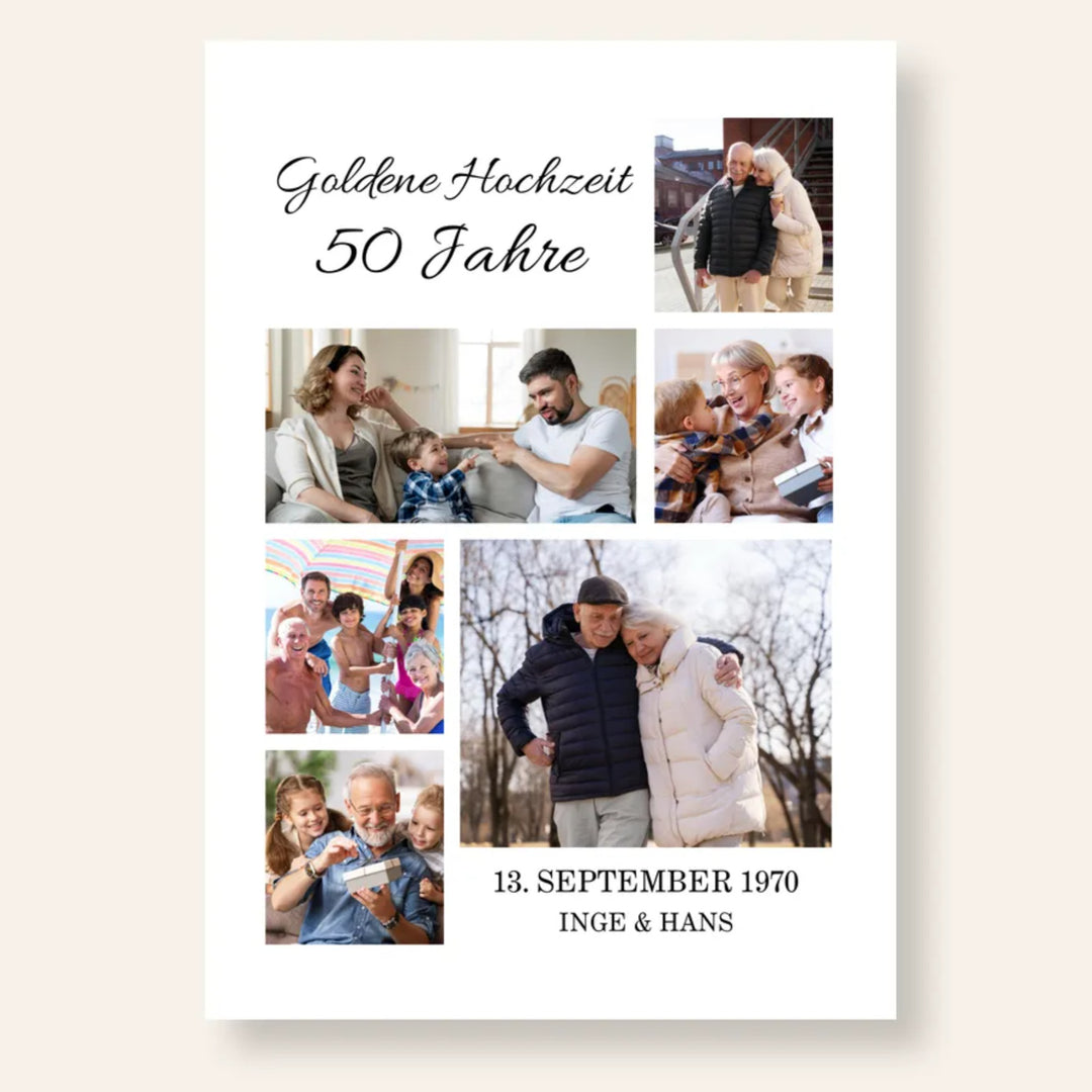 Personalisierte Poster Fotocollage 50. Hochzeitstag | Kleibt