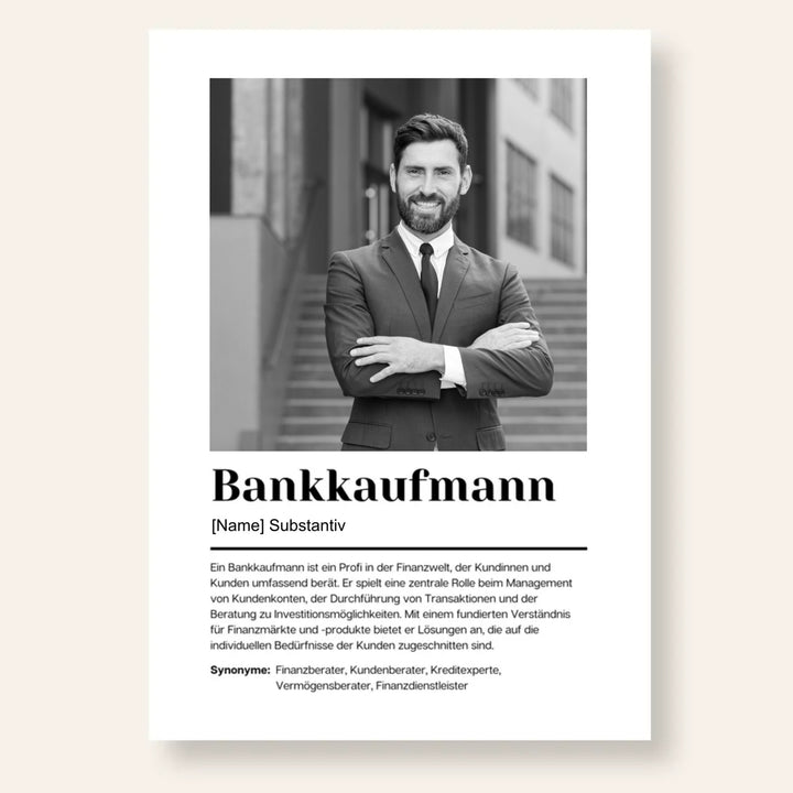 Fotoposter Definition BANKKAUFMANN personalisiert