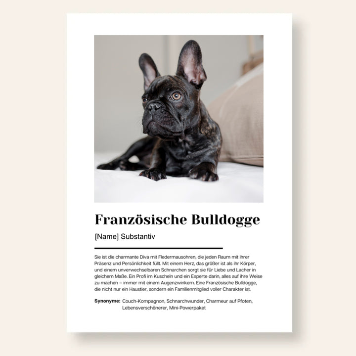 Fotoposter Definition Französische Bulldogge personalisiert