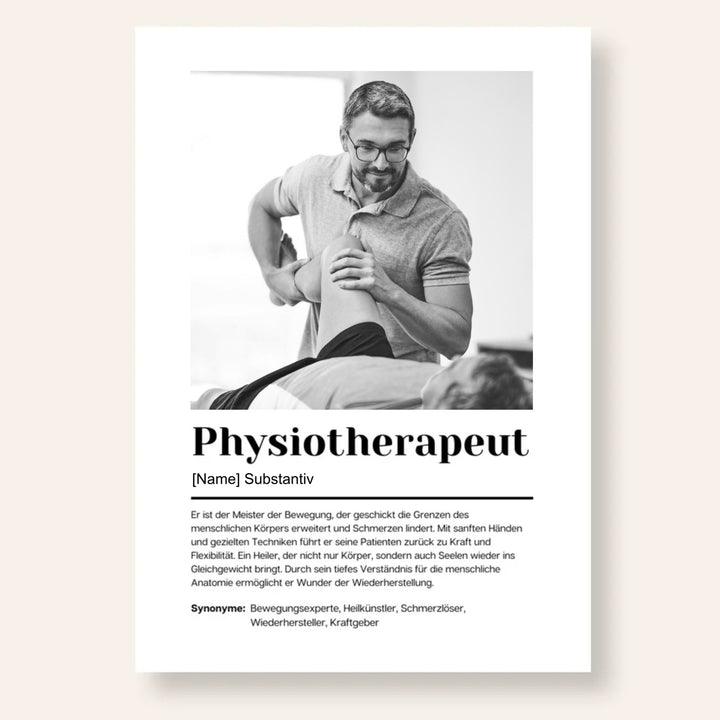 Fotoposter Definition PHYSIOTHERAPEUT personalisiert