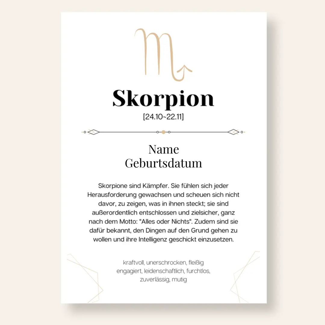 Fotoposter Definition SKORPION (24.10-22.11) Sternzeichen personalisiert