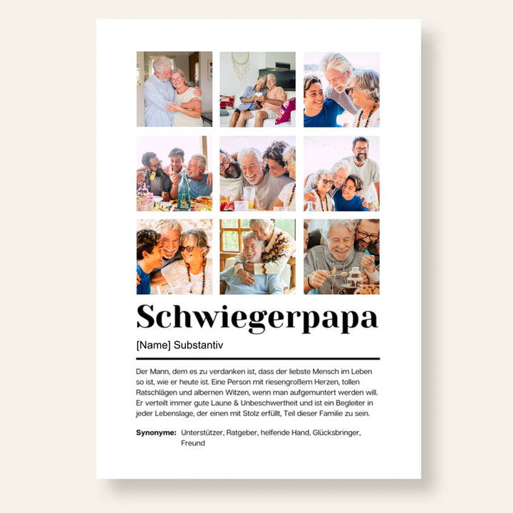 Poster Fotocollage Definition SCHWIEGERPAPA personalisiert