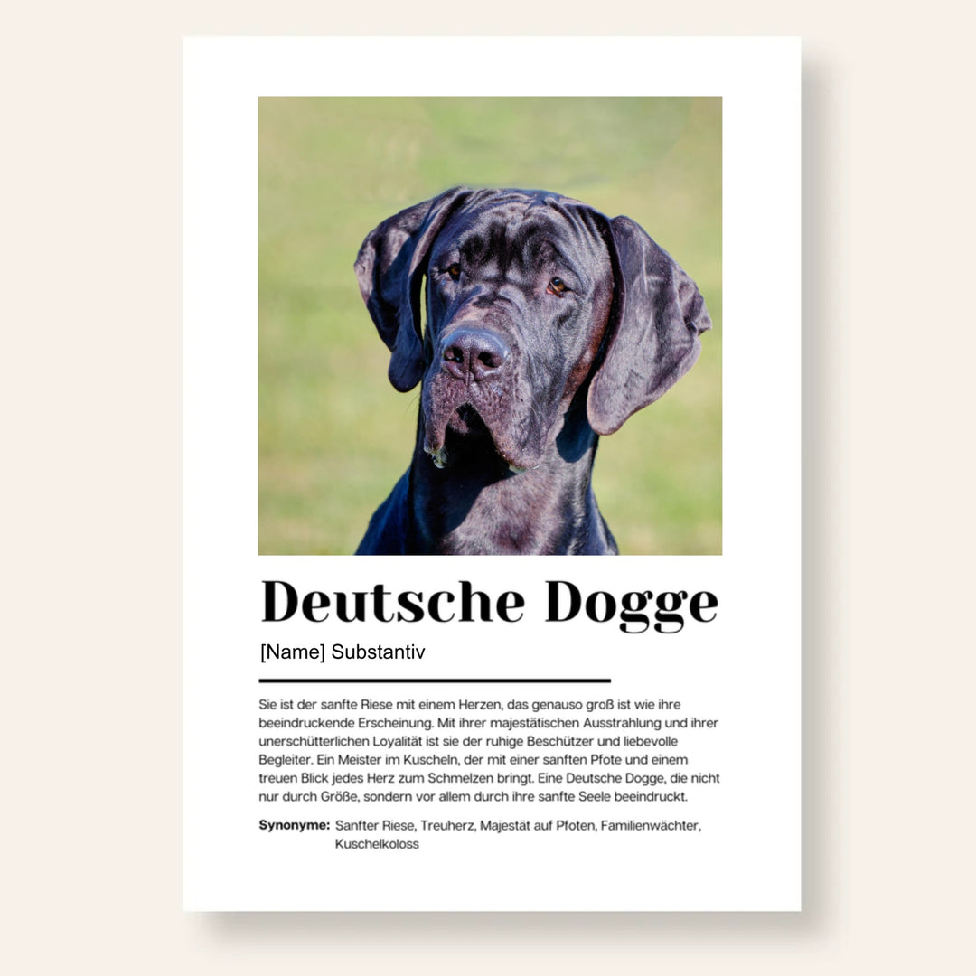 Fotoposter Definition Deutsche Dogge personalisiert