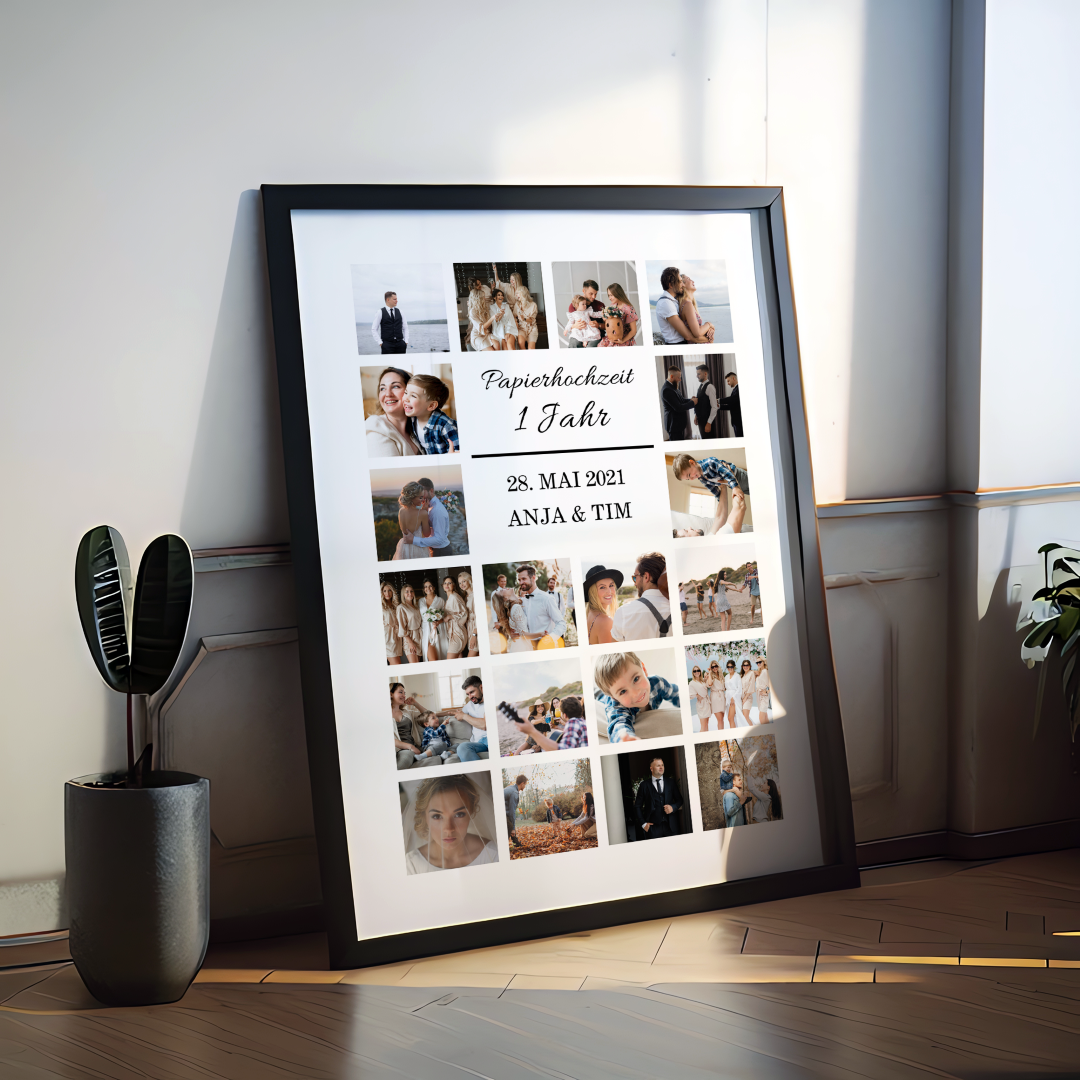 Fotocollage 1. Hochzeitstag - Papierhochzeit personalisiert