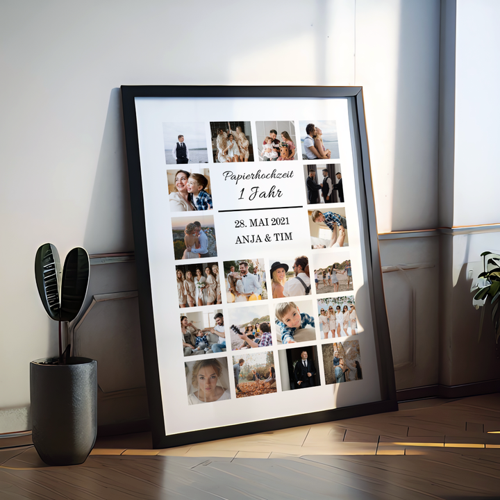 Fotocollage 1. Hochzeitstag - Papierhochzeit personalisiert