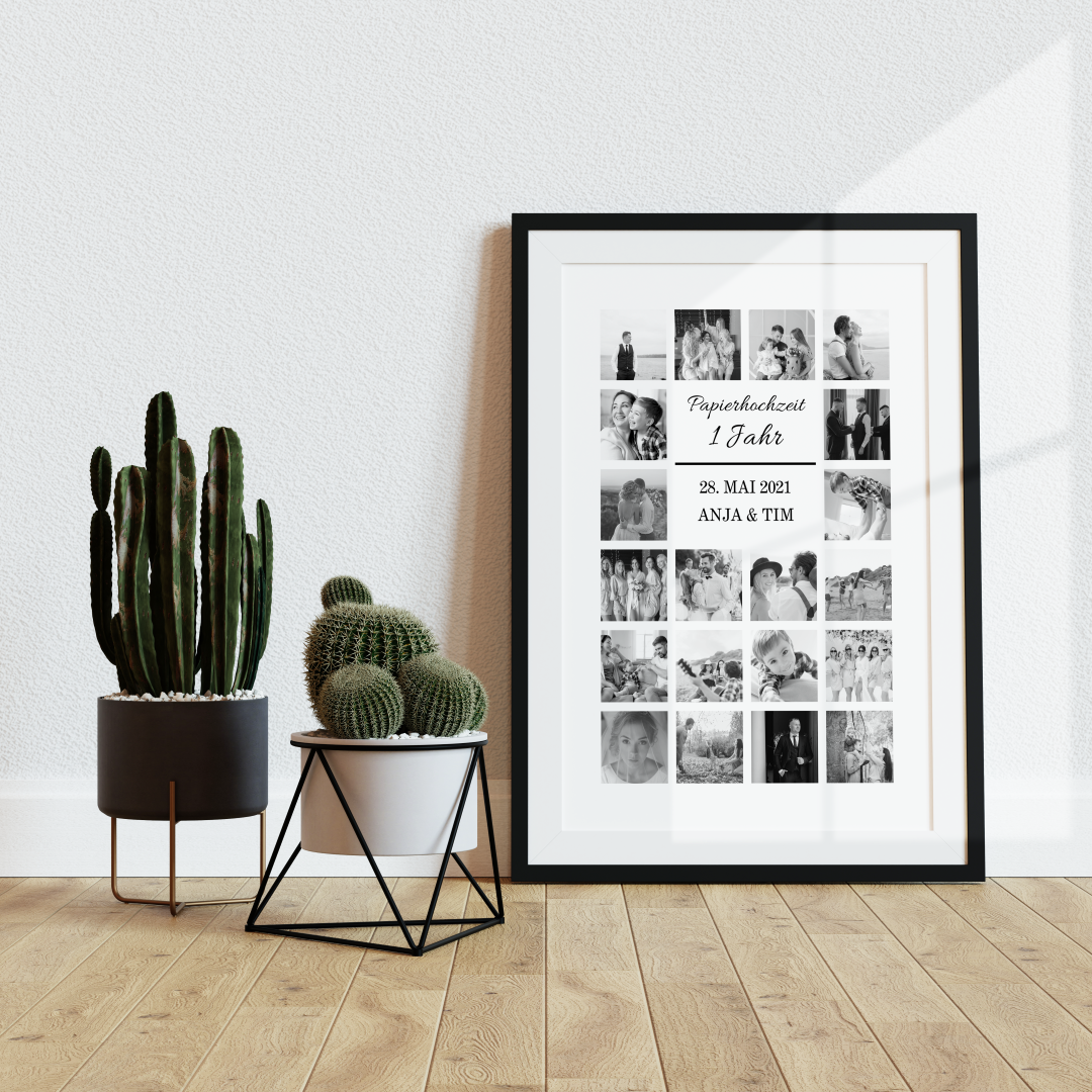 Fotocollage 1. Hochzeitstag - Papierhochzeit personalisiert
