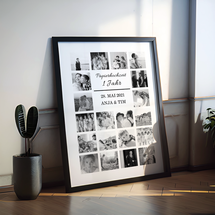 Fotocollage 1. Hochzeitstag - Papierhochzeit personalisiert