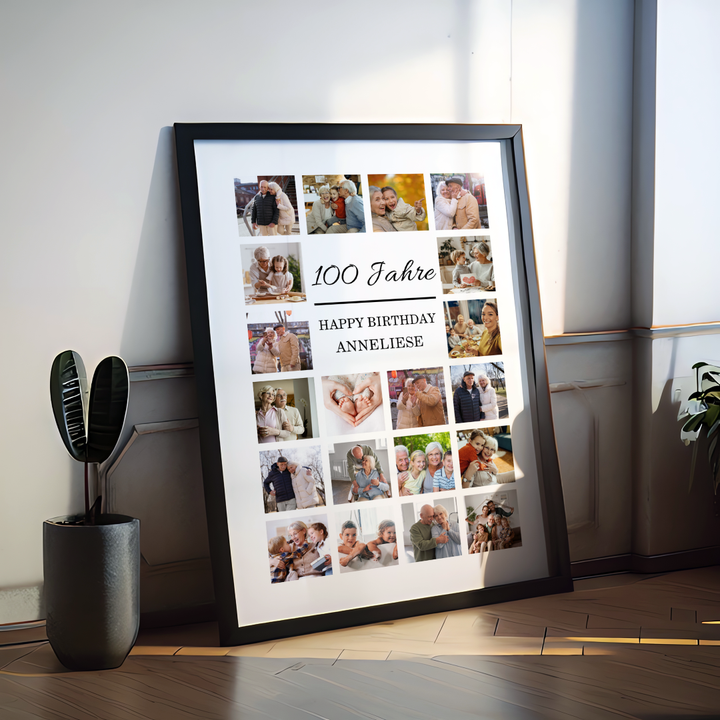 Personalisierte Fotocollage zum 100. Geburtstag