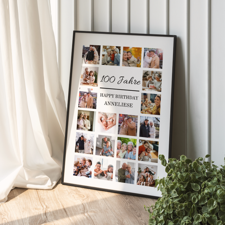 Personalisierte Fotocollage zum 100. Geburtstag