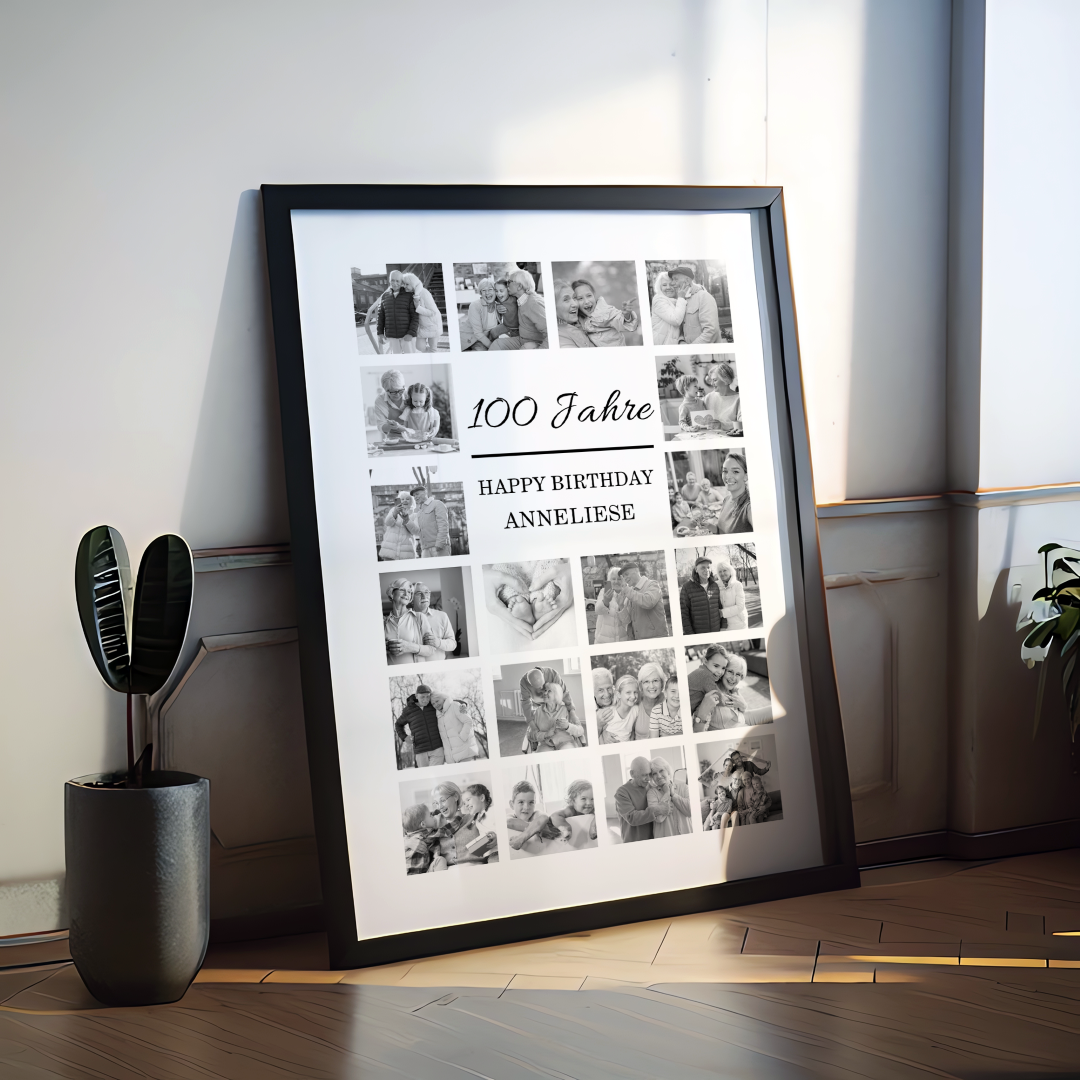 Personalisierte Fotocollage zum 100. Geburtstag