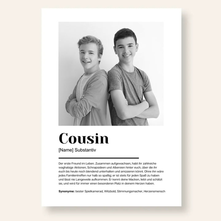 Fotoposter Definition COUSIN personalisiert