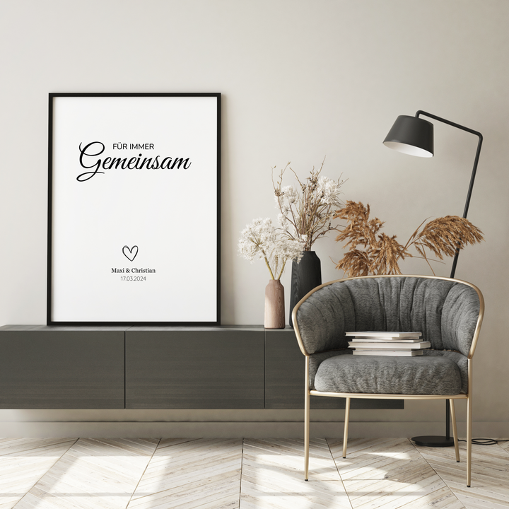 Poster Paar Beziehung gemeinsam personalisiert