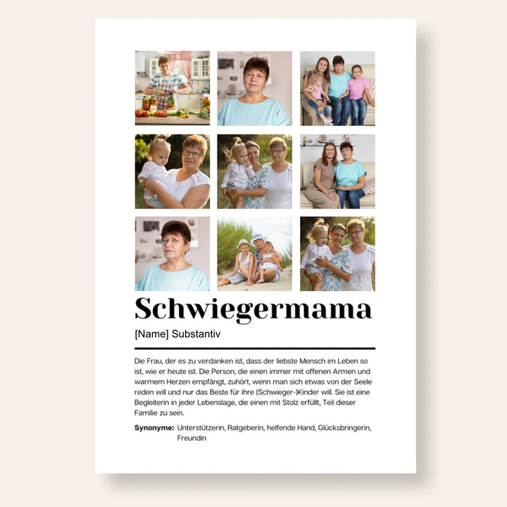 Poster Fotocollage Definition SCHWIEGERMAMA personalisiert