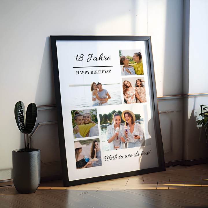 Poster Fotocollage 18. Geburtstag personalisiert