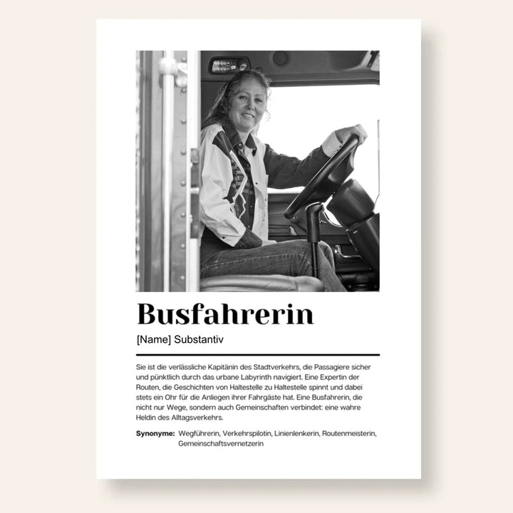 Fotoposter Definition BUSFAHRERIN personalisiert