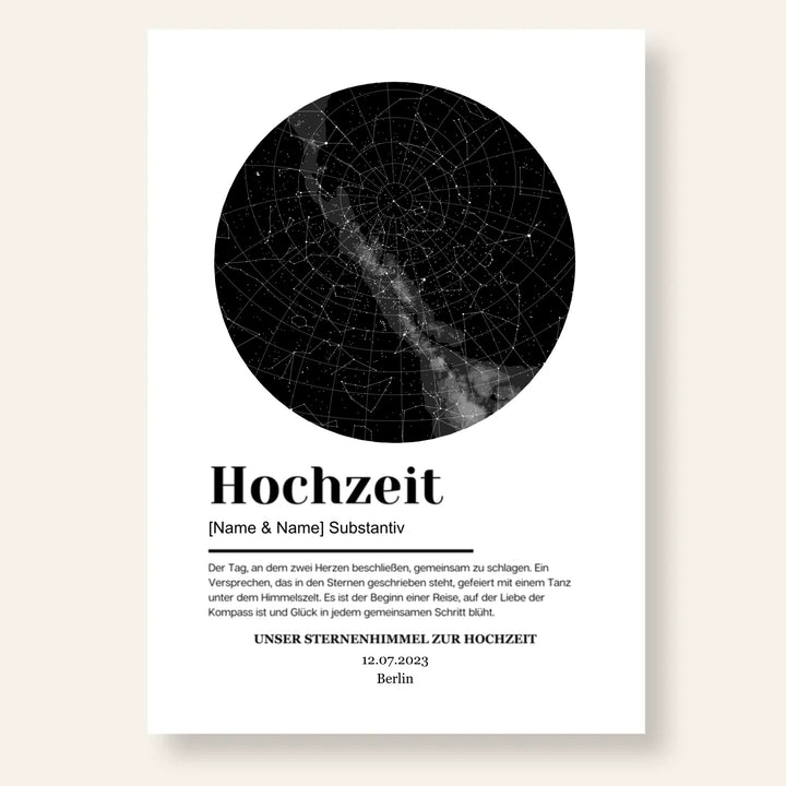 Personalisiertes Sternenhimmel Poster Definition Hochzeit