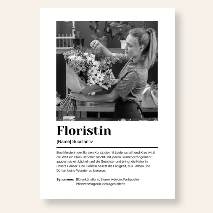 Fotoposter Definition FLORISTIN personalisiert