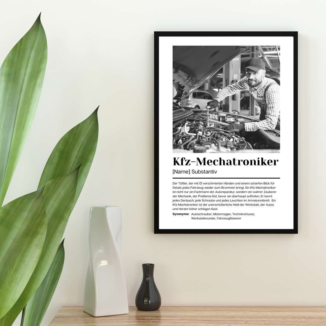 Fotoposter Definition KFZ-MECHATRONIKER personalisiert