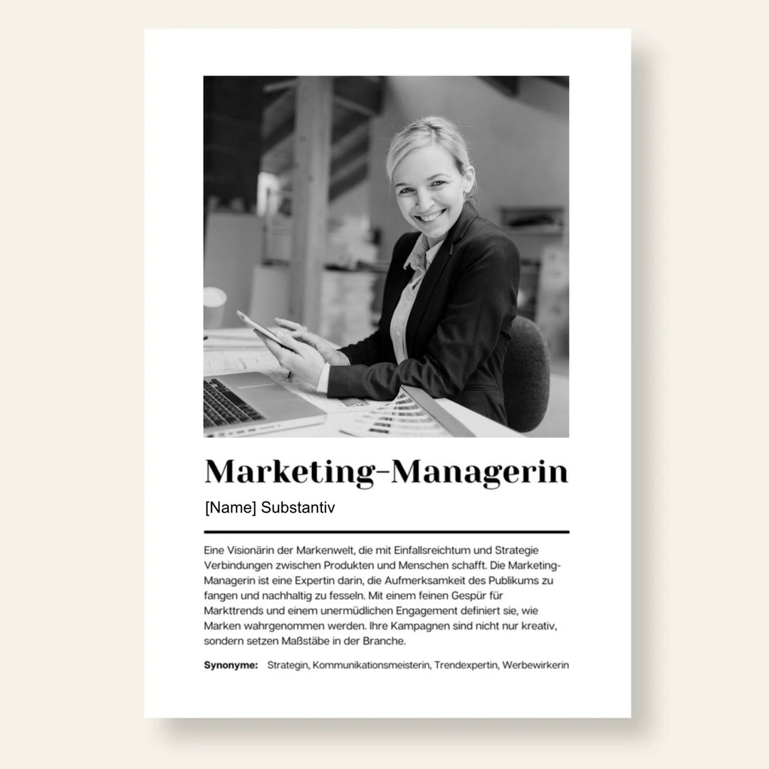 Fotoposter Definition MARKETING-MANAGERIN personalisiert