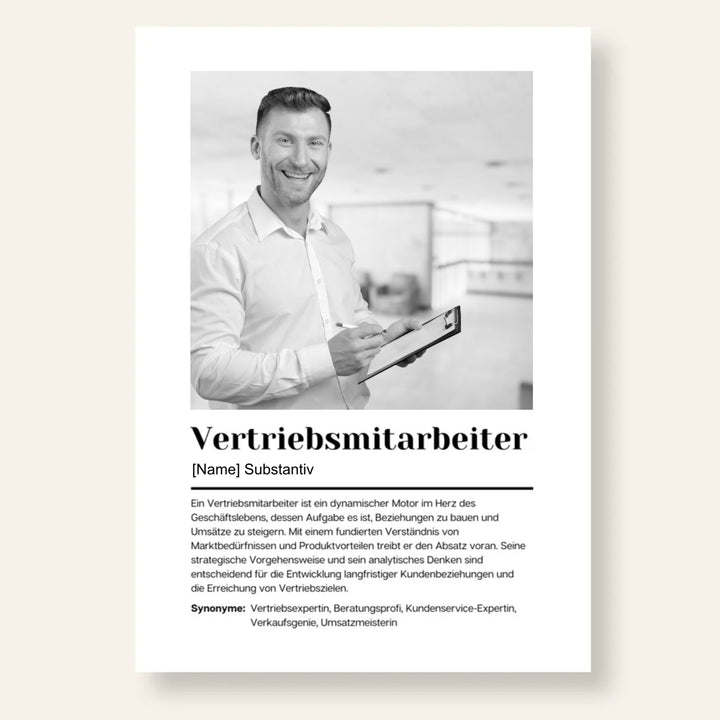 Fotoposter Definition VERTRIEBSMITARBEITER personalisiert