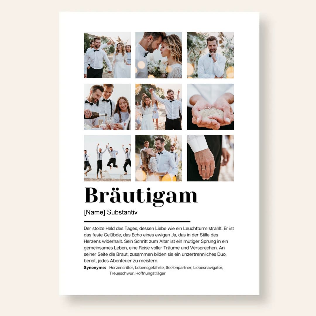 Poster Fotocollage Definition BRÄUTIGAM personalisiert