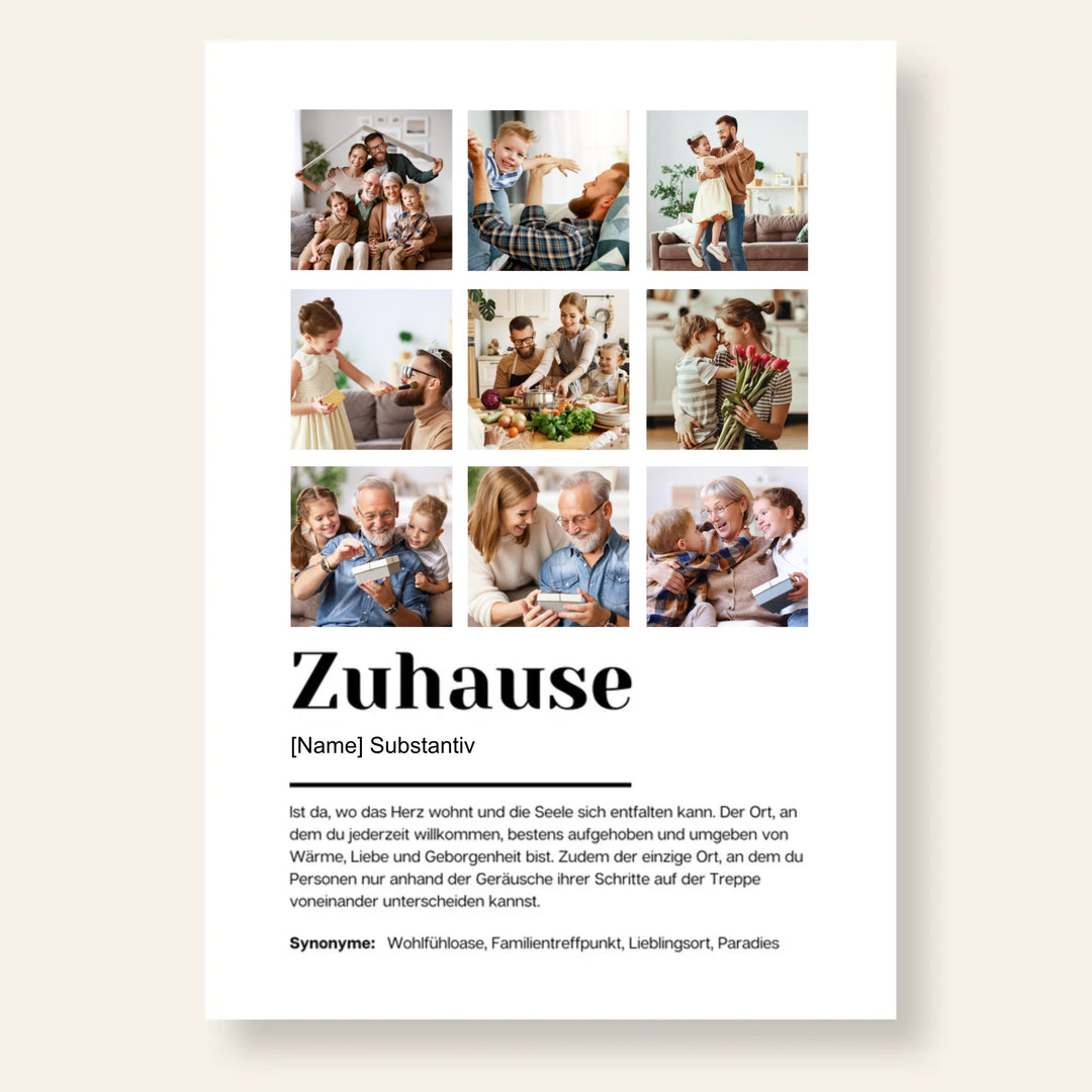 Poster Fotocollage Definition ZUHAUSE personalisiert