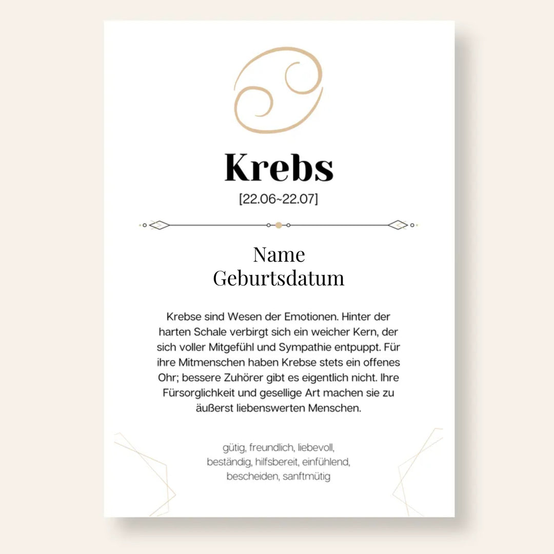 Fotoposter Definition KREBS (22.06-22.07) Sternzeichen personalisiert
