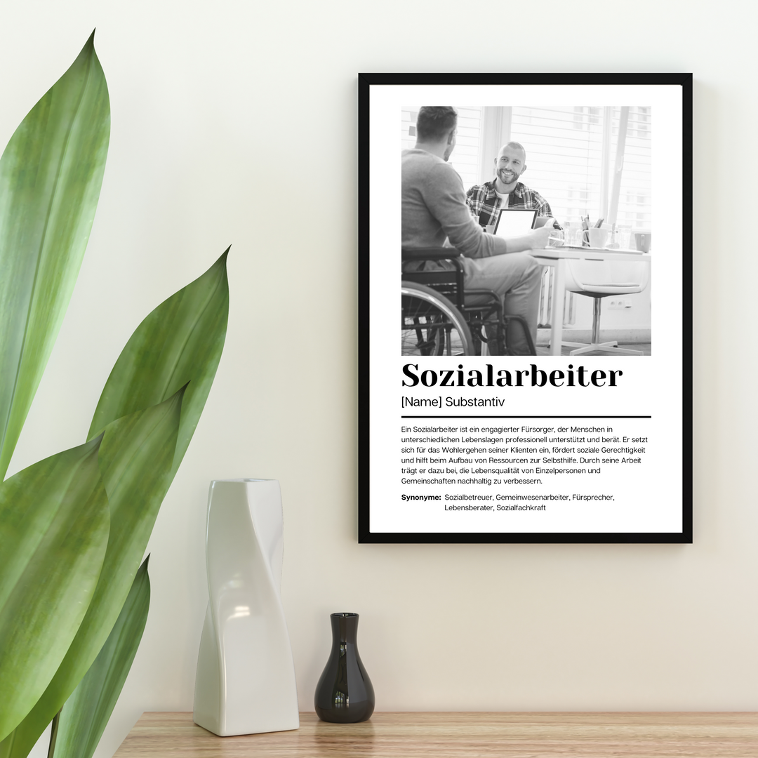 Fotoposter Definition SOZIALARBEITER personalisiert