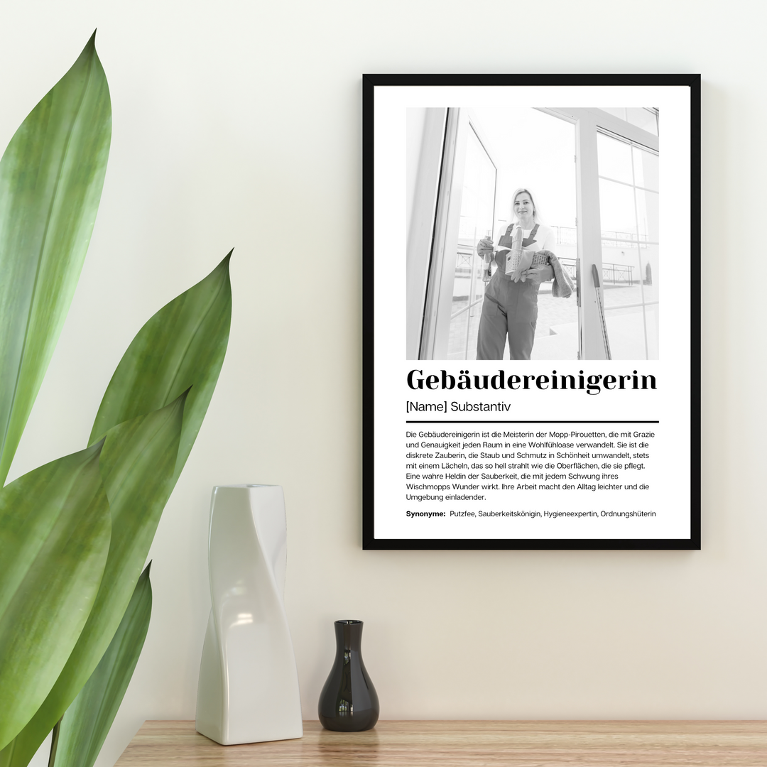 Fotoposter Definition GEBÄUDEREINIGERIN personalisiert